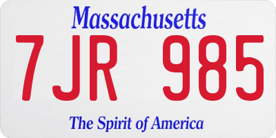 MA license plate 7JR985