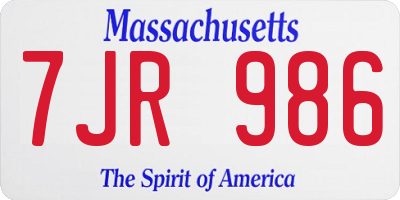 MA license plate 7JR986