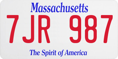 MA license plate 7JR987