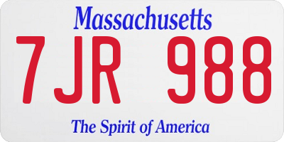 MA license plate 7JR988