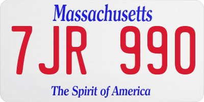 MA license plate 7JR990