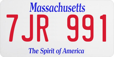 MA license plate 7JR991