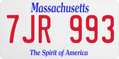 MA license plate 7JR993
