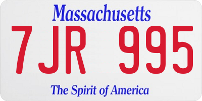 MA license plate 7JR995