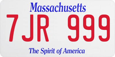 MA license plate 7JR999