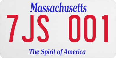 MA license plate 7JS001