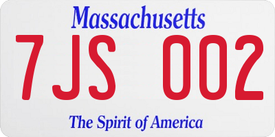 MA license plate 7JS002
