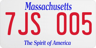 MA license plate 7JS005