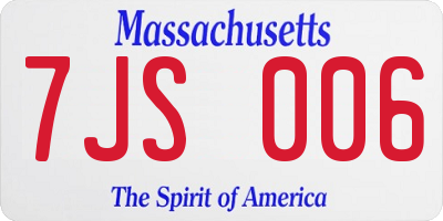 MA license plate 7JS006
