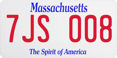 MA license plate 7JS008