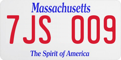 MA license plate 7JS009