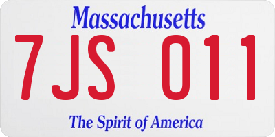 MA license plate 7JS011