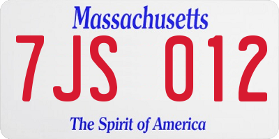 MA license plate 7JS012