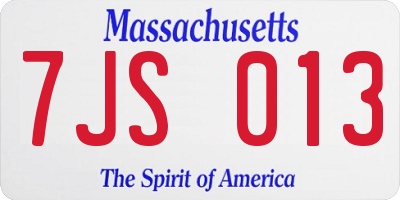 MA license plate 7JS013