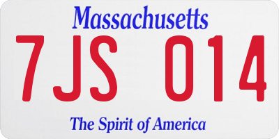 MA license plate 7JS014