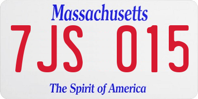 MA license plate 7JS015