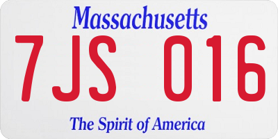 MA license plate 7JS016