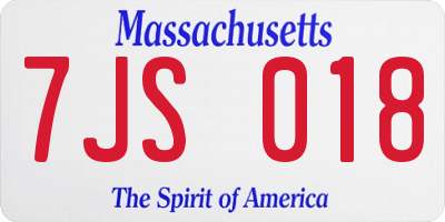 MA license plate 7JS018