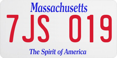 MA license plate 7JS019
