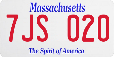 MA license plate 7JS020