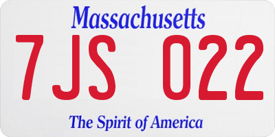 MA license plate 7JS022