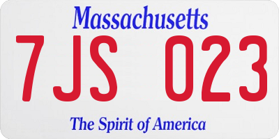 MA license plate 7JS023