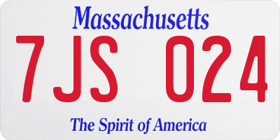 MA license plate 7JS024