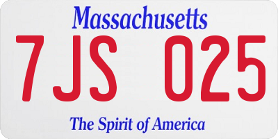 MA license plate 7JS025