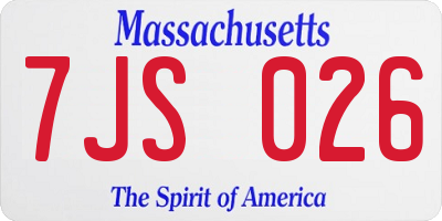MA license plate 7JS026