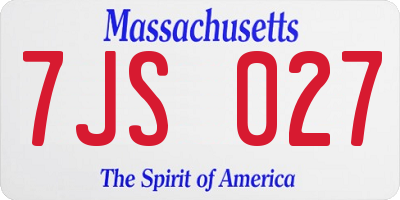 MA license plate 7JS027