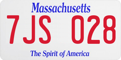 MA license plate 7JS028