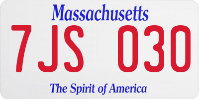 MA license plate 7JS030