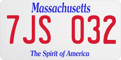 MA license plate 7JS032