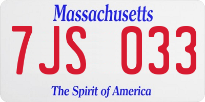 MA license plate 7JS033