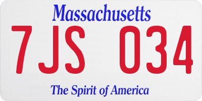MA license plate 7JS034