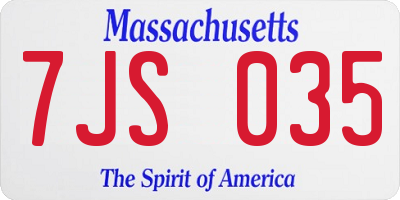 MA license plate 7JS035