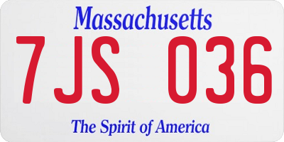 MA license plate 7JS036