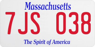 MA license plate 7JS038