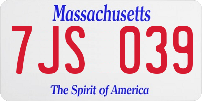 MA license plate 7JS039