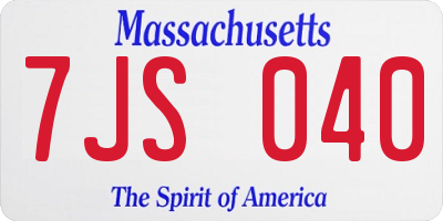 MA license plate 7JS040