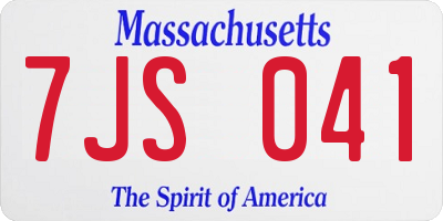 MA license plate 7JS041