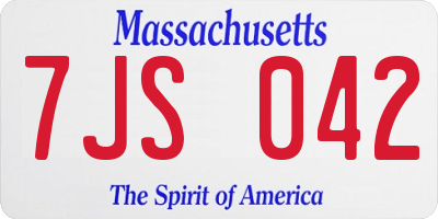 MA license plate 7JS042
