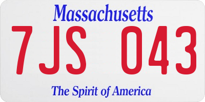 MA license plate 7JS043