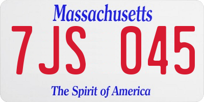 MA license plate 7JS045