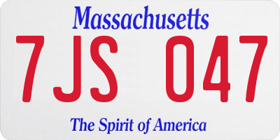 MA license plate 7JS047