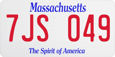 MA license plate 7JS049