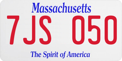 MA license plate 7JS050