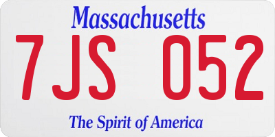 MA license plate 7JS052