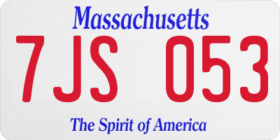 MA license plate 7JS053