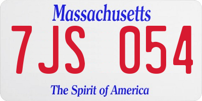 MA license plate 7JS054